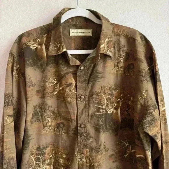 Bit & Bridle Men’s XL Long Sleeve Button Down Black Whitetail Deer Hunter Shirt - Picture 6 of 12